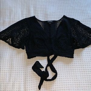 Express Lace Cropped Top with Tie back